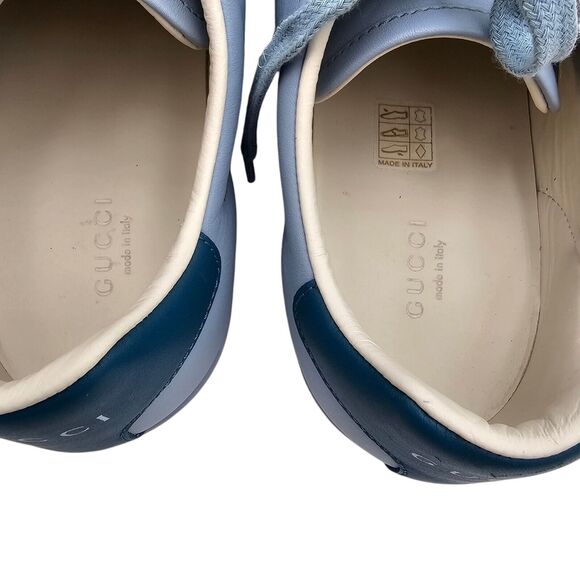 Gucci GG Ace Sneakers Size 39 US 9 Light Blue Leather Authentic Designer Low Top - Picture 9 of 11